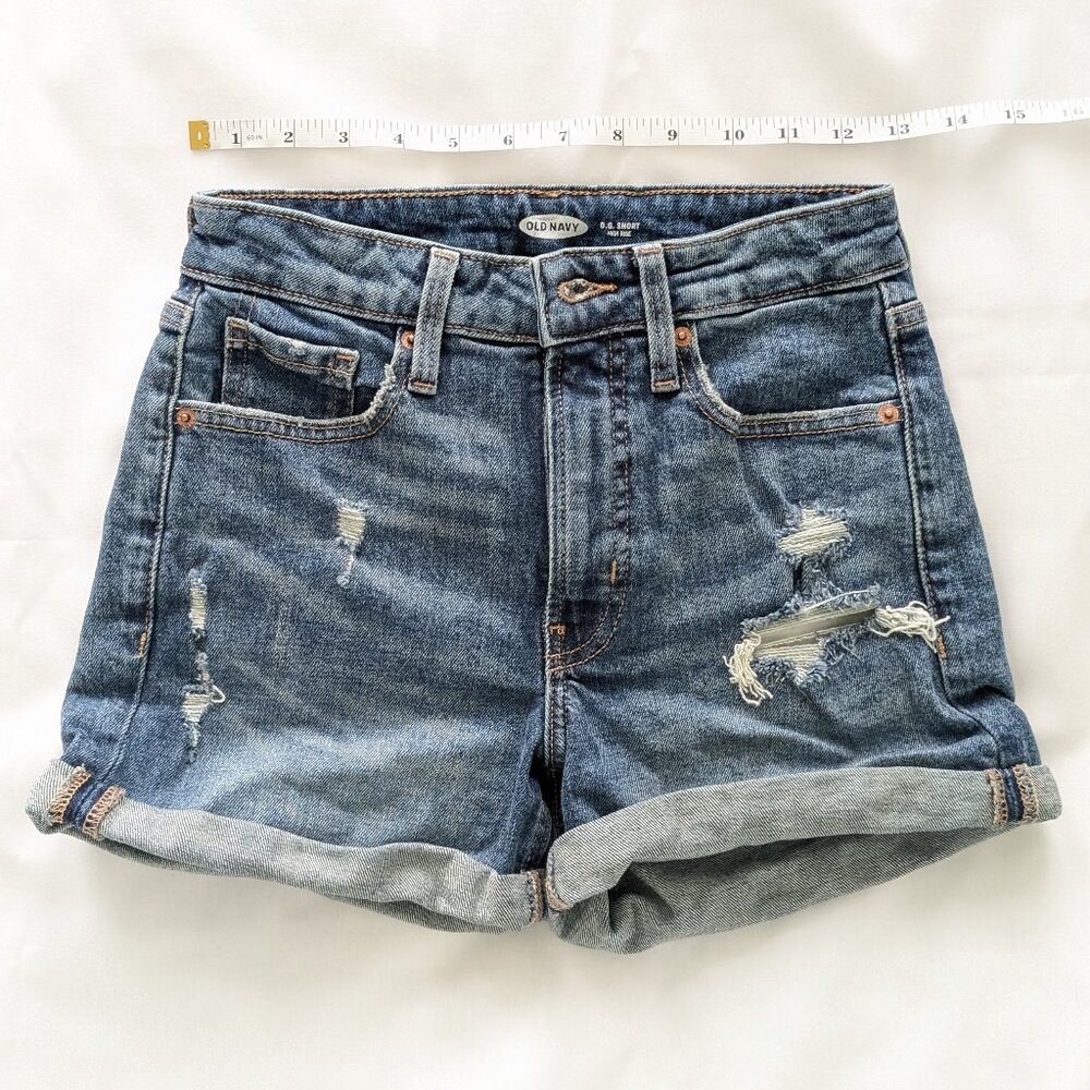 Old Navy Distressed High Rise Denim Shorts (0)